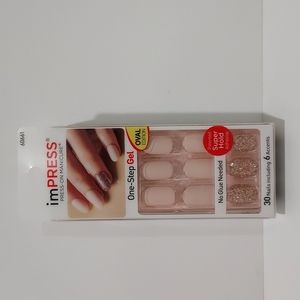 imPress Press On Nails; Style Lighten up Nude/Pink Matte, Rose Gold Accent BNIB